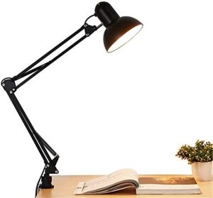 Desk Lamp with Clamp, Adjustable Flexible Gooseneck Metal Table Lamp for Home Office, Work, Study, Reading, E27 Bulb Included, Multi-Joint